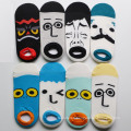 Men′s Cotton Ankle Happy Socks with Cartoon Face (MA205)